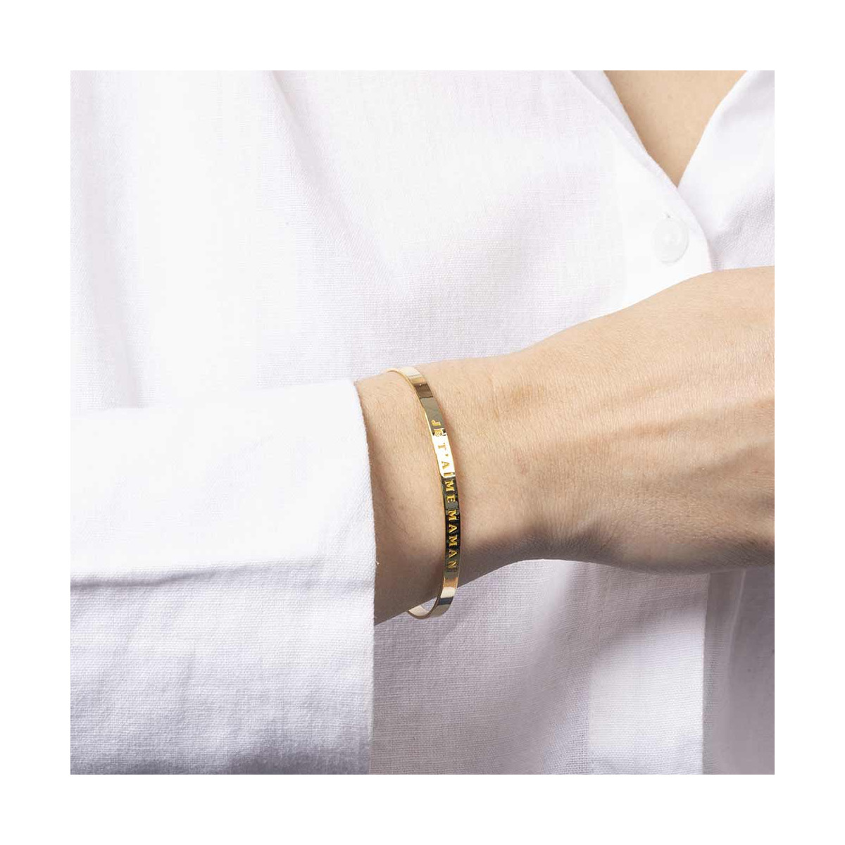 Bracelet à message "Je t'aime Maman" Laiton doré