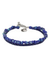 Bracelet double cordon pierres et cuir "Blue Eye"