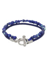 Bracelet double cordon pierres et cuir "Blue Eye"