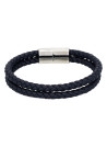 Bracelet double cordon en cuir noir "Hooks"