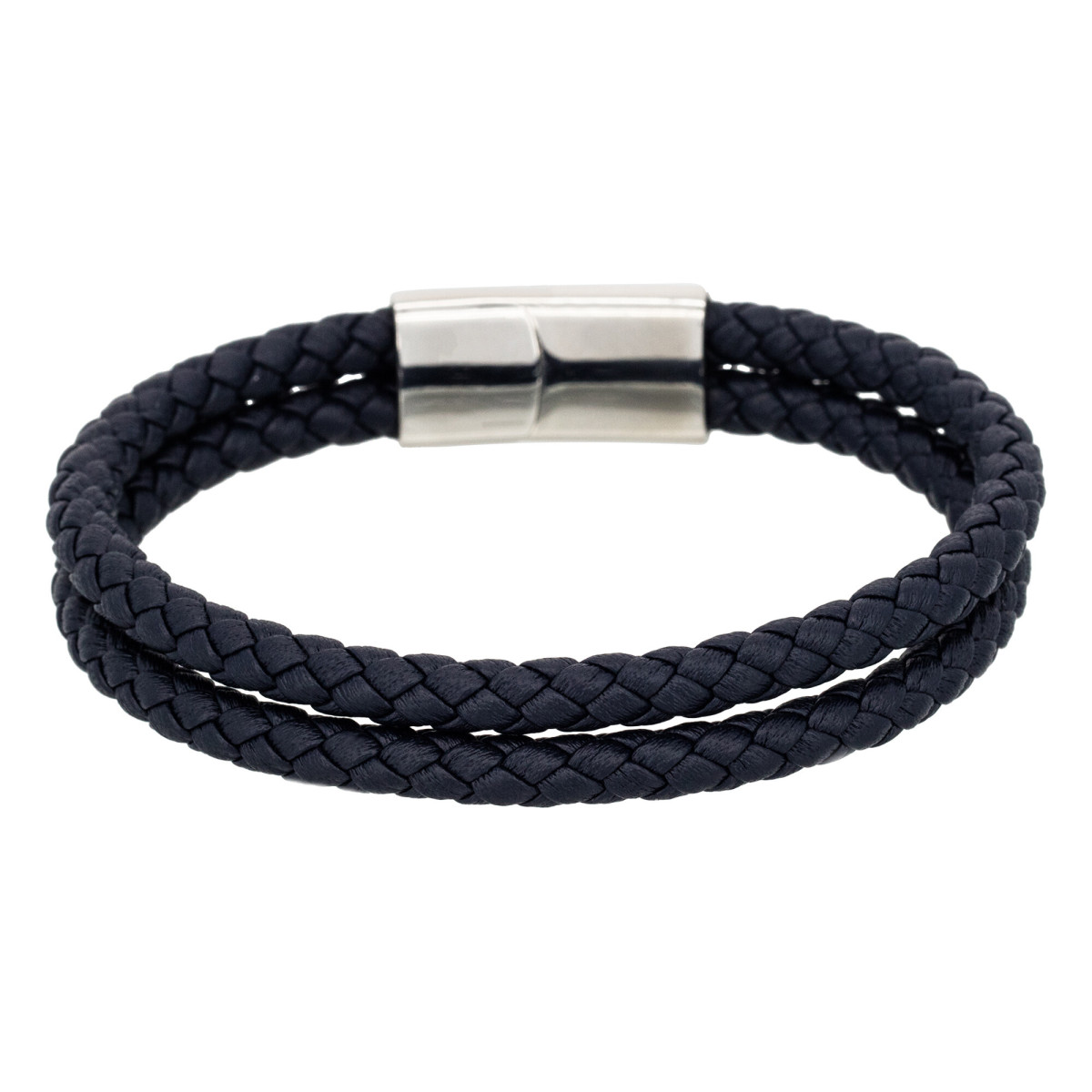 Bracelet double cordon en cuir noir "Hooks"