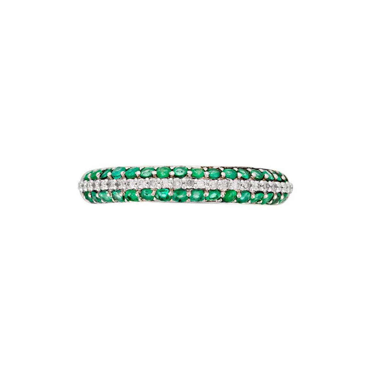 Bague "Ébahie" Or blanc et Émeraudes