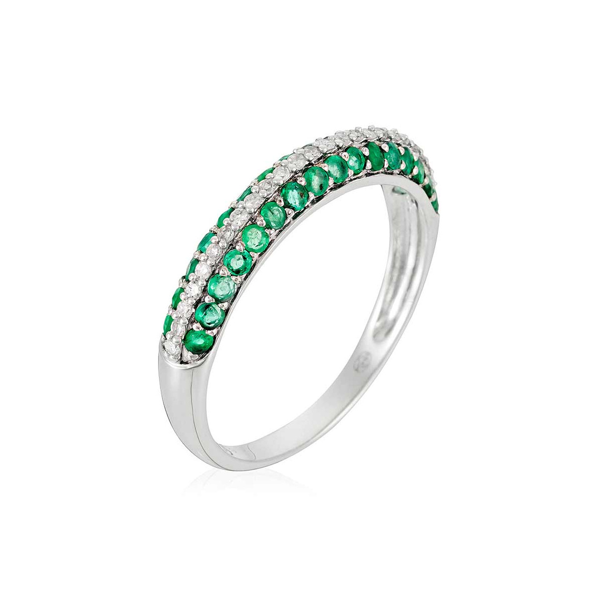 Bague "Ébahie" Or blanc et Émeraudes