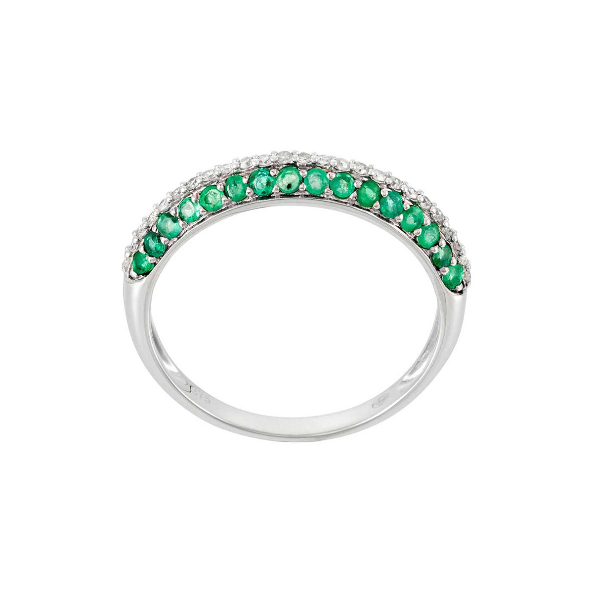 Bague "Ébahie" Or blanc et Émeraudes