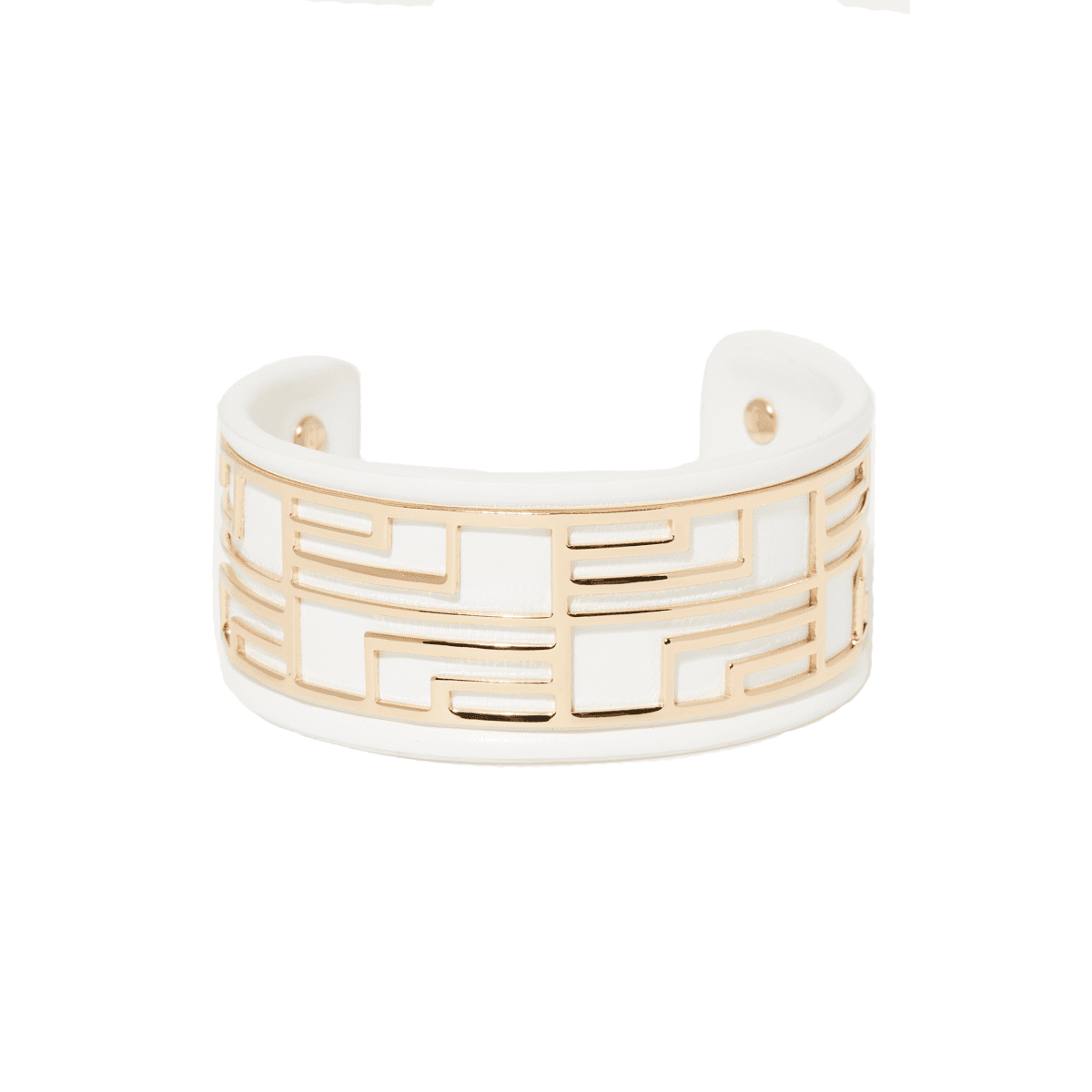 Bracelet émail simili cuir Blanc Bracelet Manchette POESINA blanc finition dorée