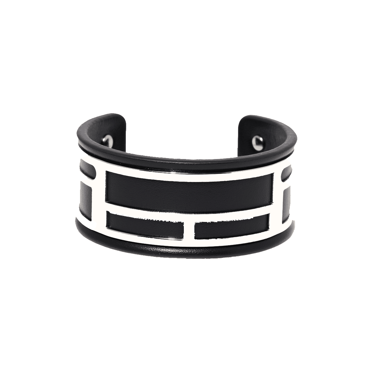 Bracelet Manchette GRAPHIKA noir finition argentée