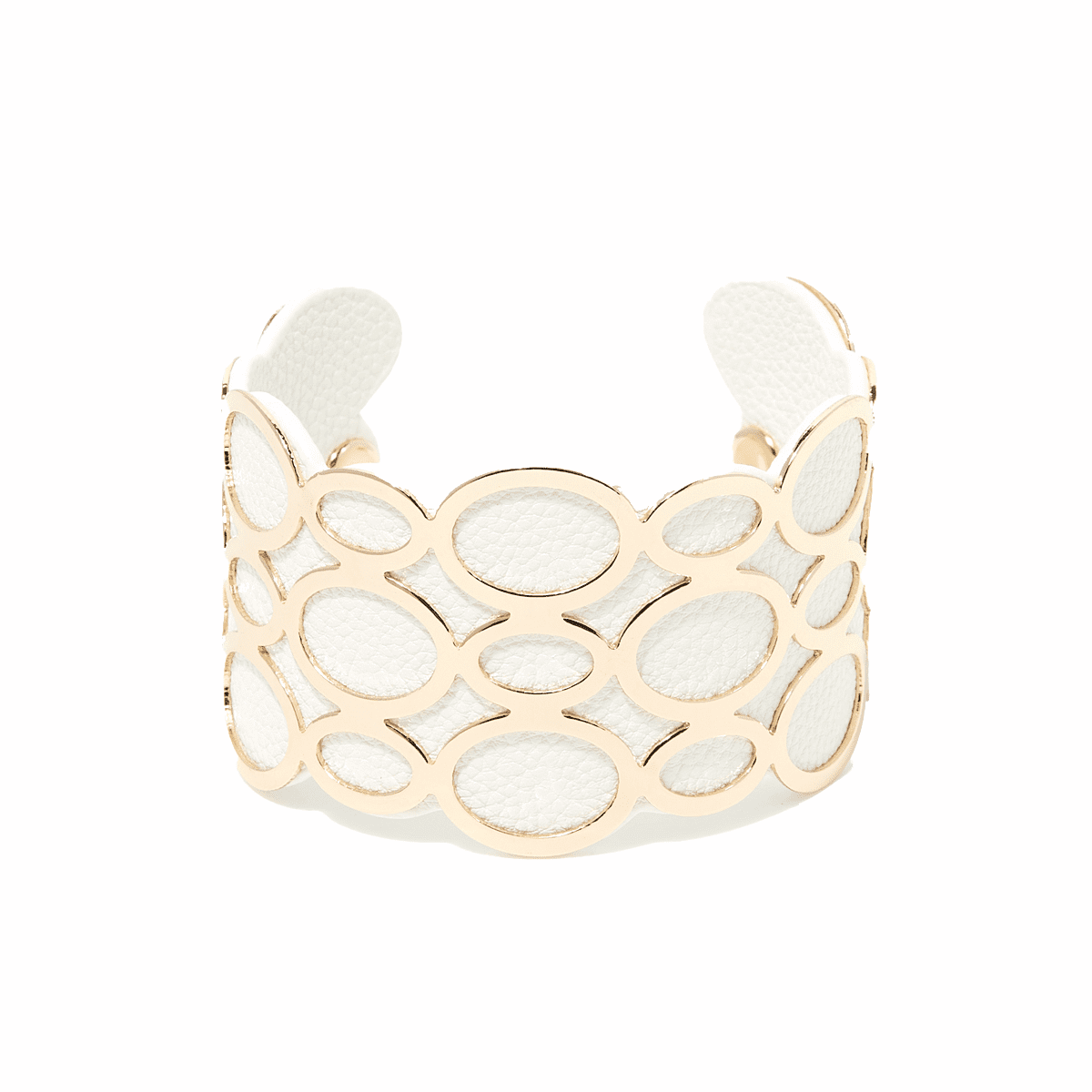 Bracelet Manchette CANZONA blanc finition dorée