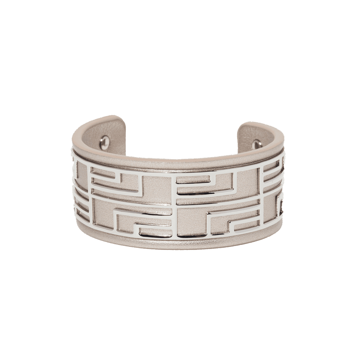 Bracelet émail simili cuir Gris "Grey" Bracelet Manchette POESINA gris finition argentée