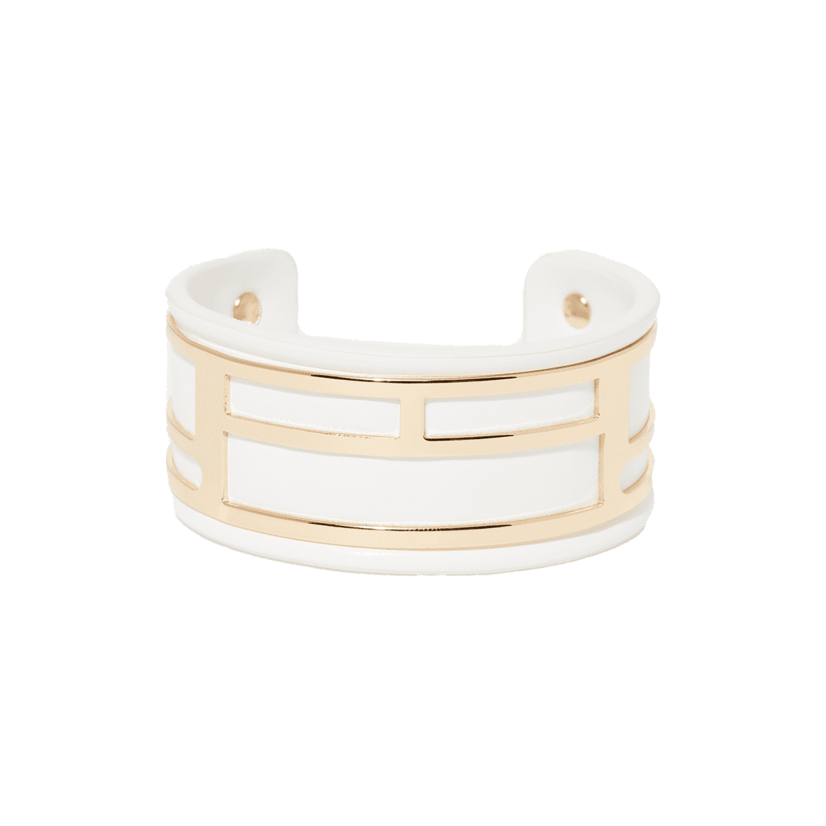 Bracelet émail simili cuir Blanc "White" Bracelet Manchette GRAPHIKA blanc finition dorée