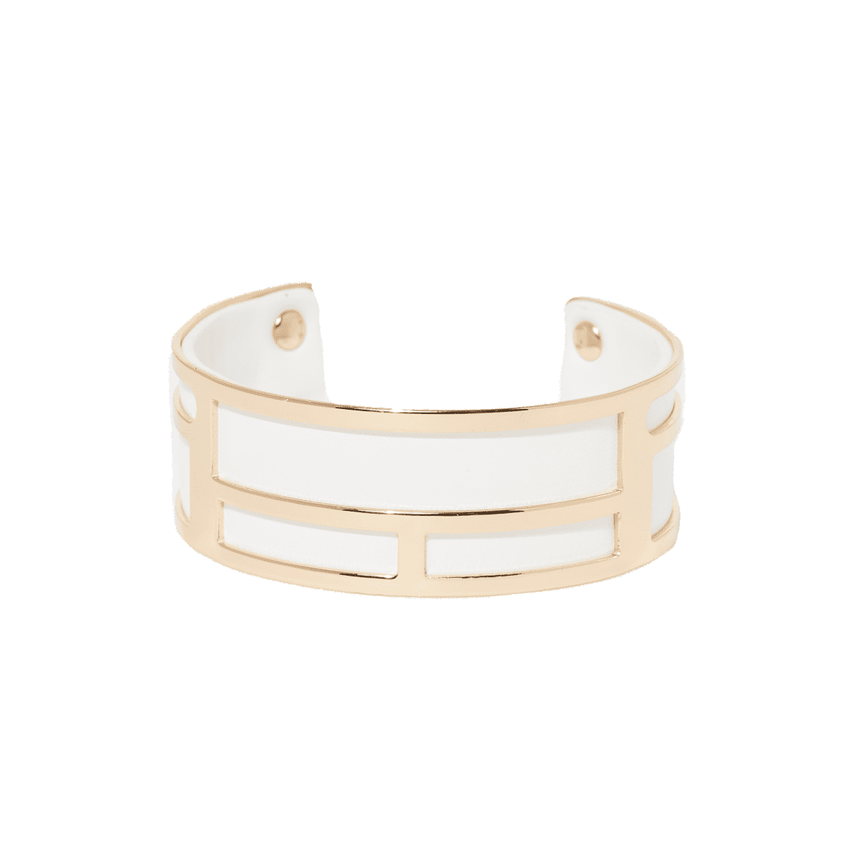 Bracelet émail simili cuir Blanc "Grèce" Bracelet Manchette GRAPHIKA blanc finition dorée