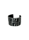 Bracelet émail simili cuir Noir