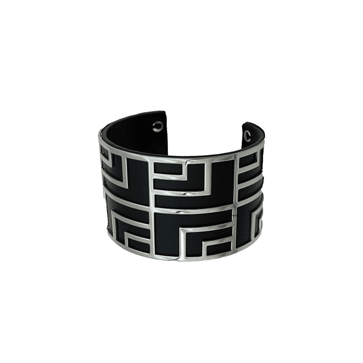 Bracelet émail simili cuir Noir