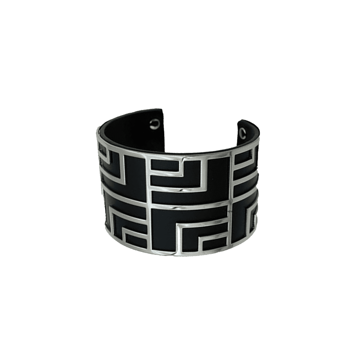 Bracelet Manchette EPOPEE noir finition argentée