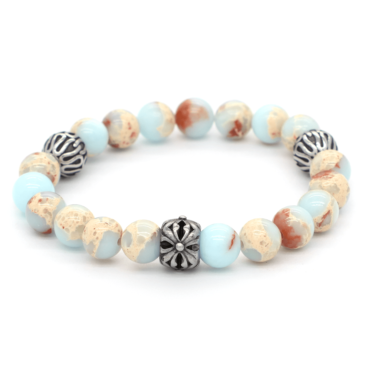 Bracelet perles agalmatolite Bracelet Homme perles agalmatolite"Finton" Taille S