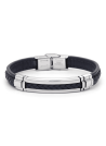 Bracelet cuir bleu et acier noir "Zuri"