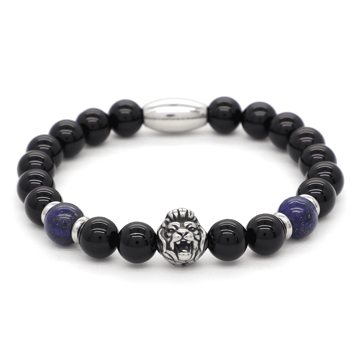 Bracelet perles onyx et lapis "Pierre"