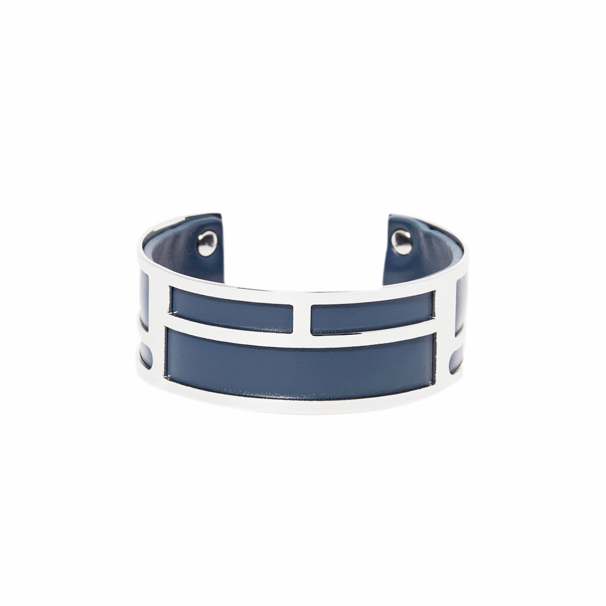 Bracelet émail simili cuir Bleu "Night" Bracelet Manchette GRAPHIKA bleu finition argentée
