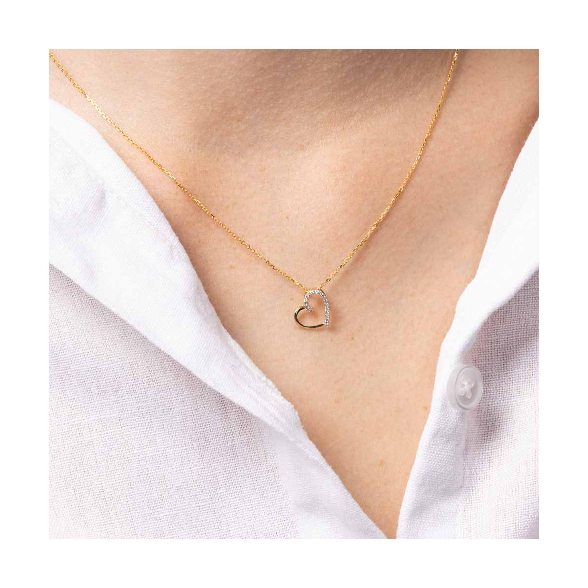 Pendentif "Cœur précieux" Or Jaune et Diamants Pendentif "Cœur précieux" Or Jaune et Diamants