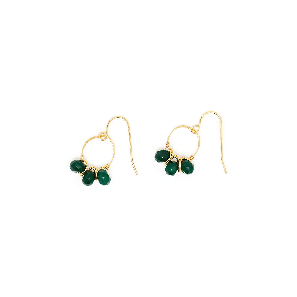Boucles d'oreilles "Suzi" Jade vert Boucles d'oreilles "Solsticia" Jade vert Laiton doré