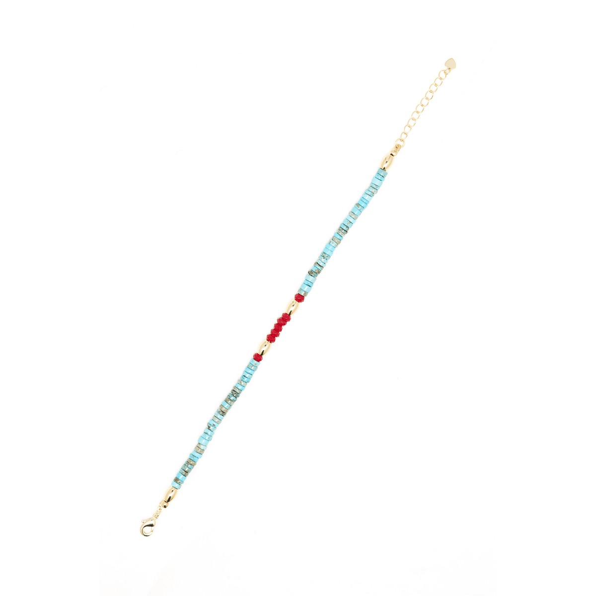 Bracelet "Télia" Turquoise et Jade rouge