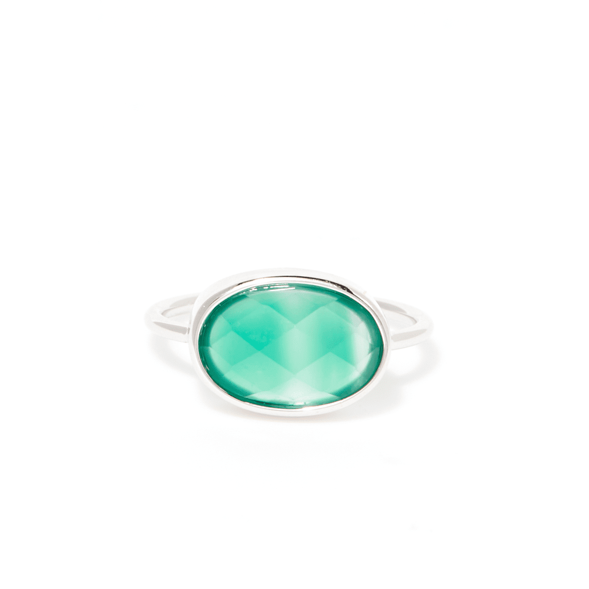 Bague agate verte Bague Alexine Agate Laiton "Aube"