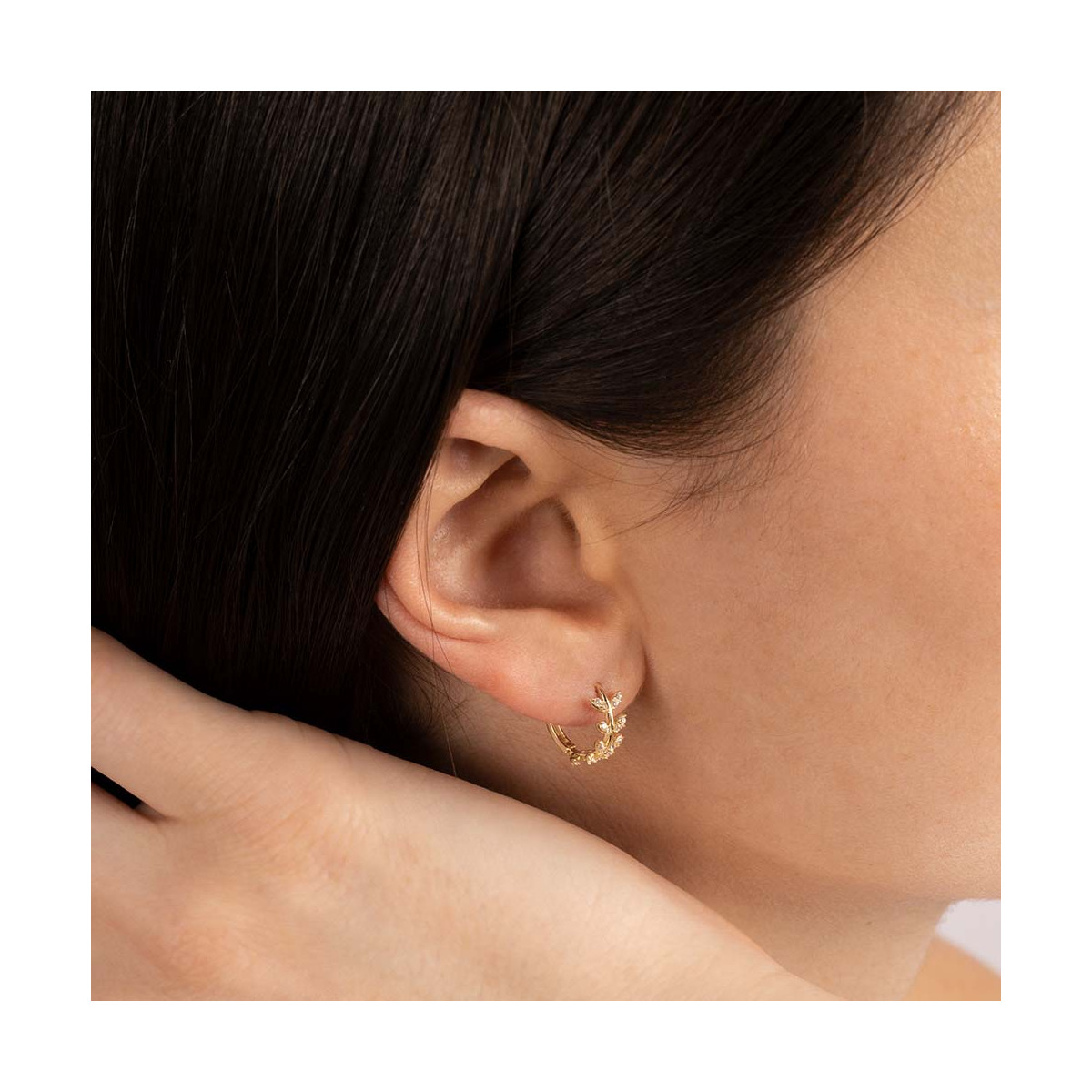 Boucles d'oreilles Or jauneet zirconium Boucles d'oreilles "Souhait" Or jaune