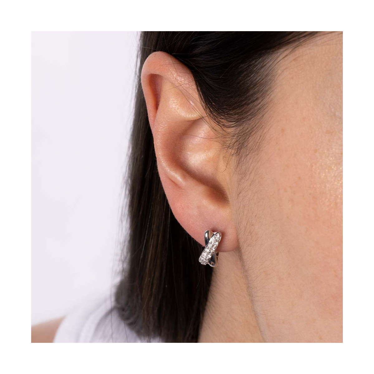 Boucles d'oreilles Or Blanc et Diamant Boucles d'oreilles Or Blanc et Diamant