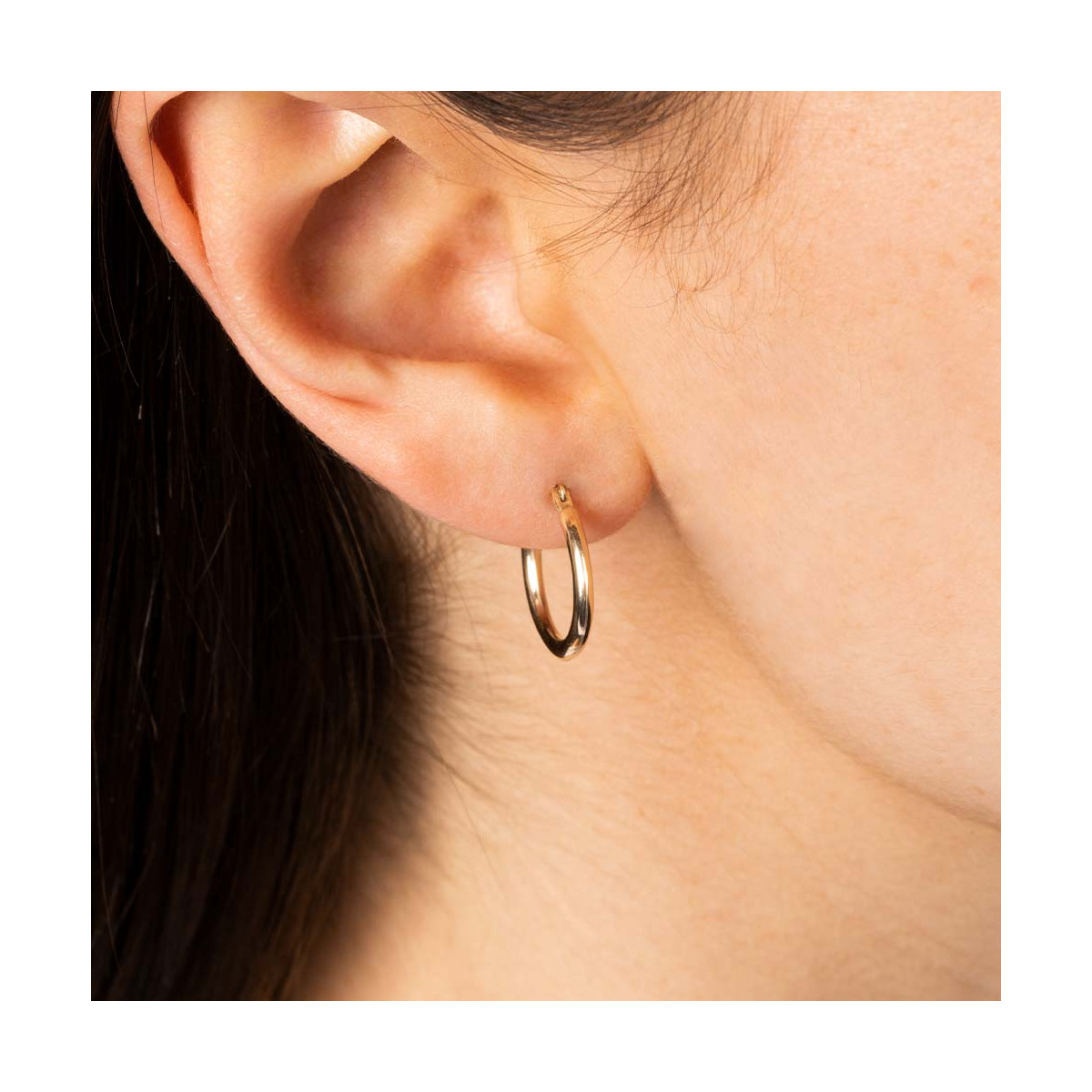 Boucles d'oreilles "Créoles Pimpantes" 15 mm Or Jaune