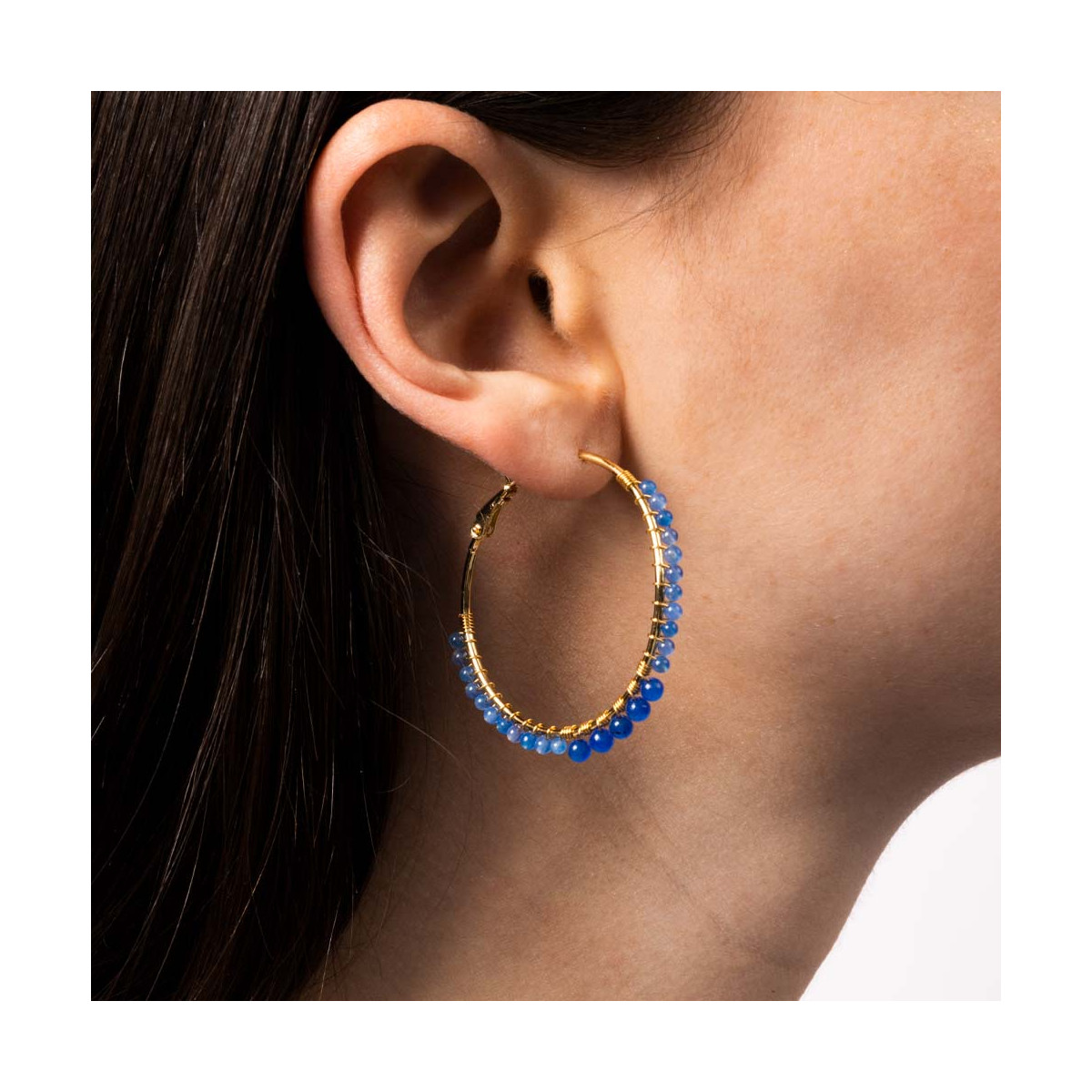 Boucles d'oreilles "Malis" Jade bleu