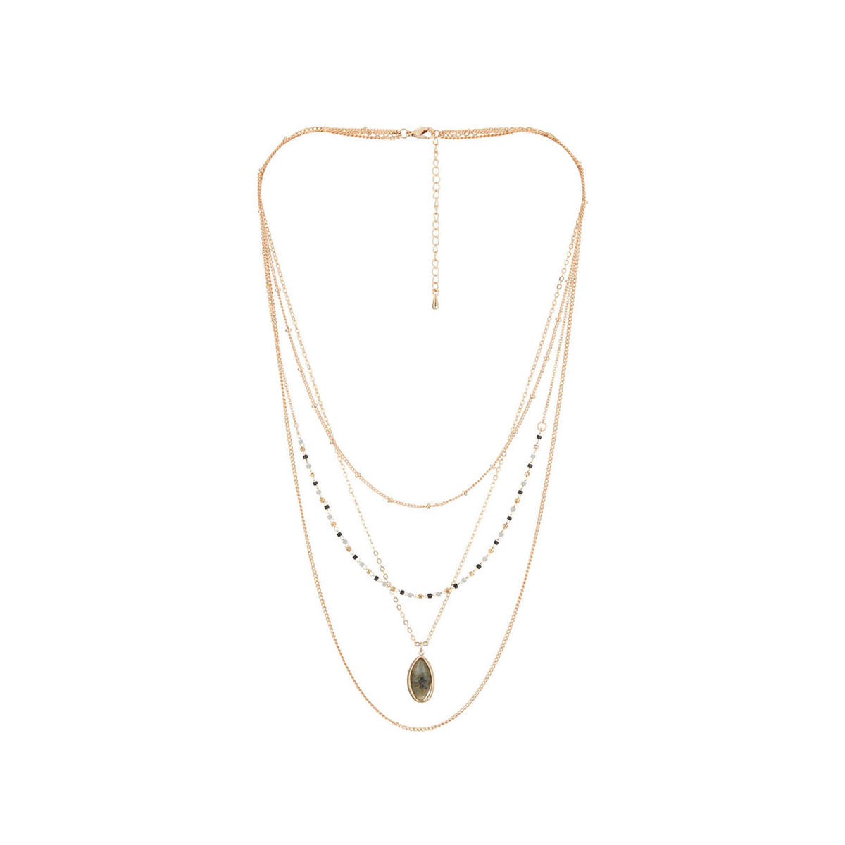Collier multi rang Labradorite Collier multi rang "Hypnose" Labradorite Laiton doré