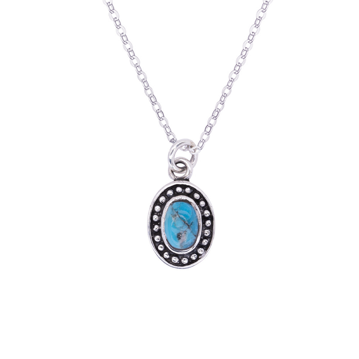 Collier argent massif et pierre naturelle Collier"Parra" Turquoise 0,11ct et Argent Massif 925/1000