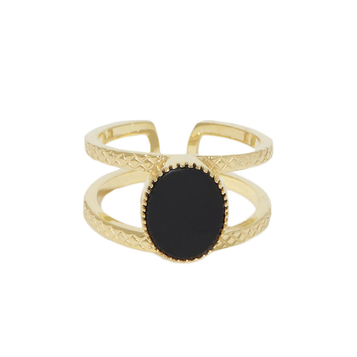 Bague ajustable " Fanny" Onyx noir Bague ajustable "Chronaria" Onyx noir Laiton doré