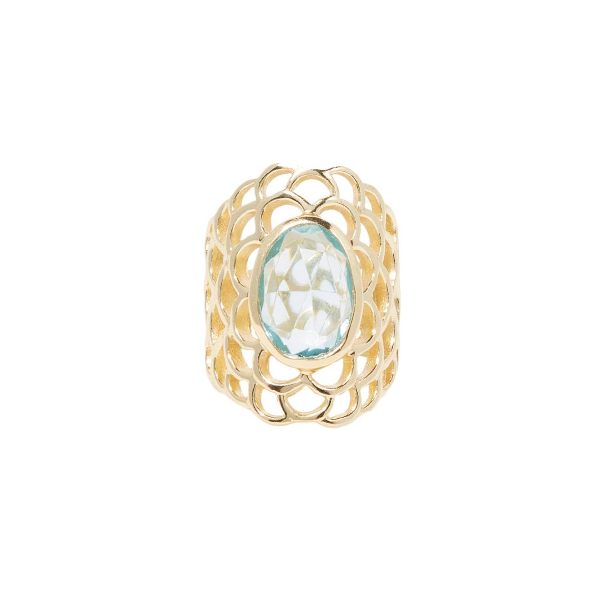 Bague ajustable Topaz Bleu Bague ajustable Topaz Bleu Laiton doré "Exalta"