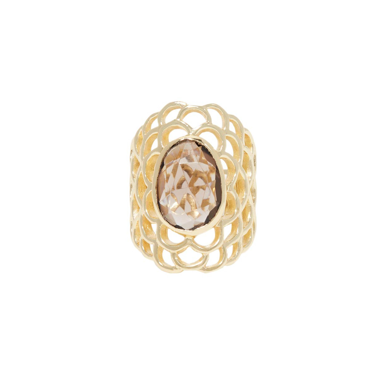 Bague ajustable "Exalta" Quartz Laiton doré