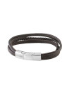 Bracelet Guess "Man identity" Acier rhodié marron