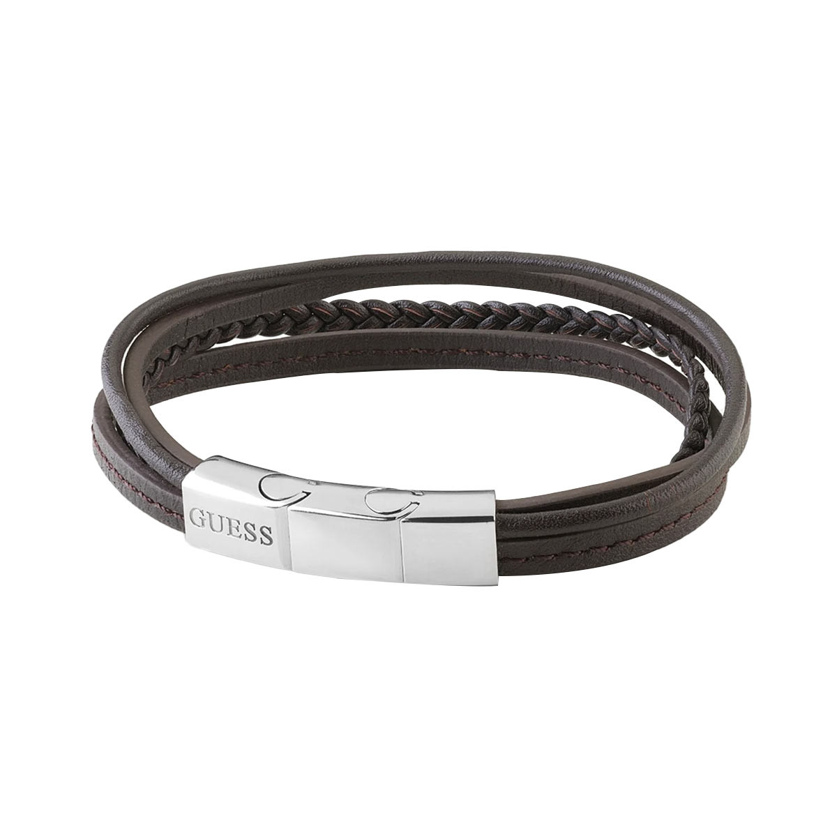 Bracelet Guess "Man identity" Acier rhodié marron - UMB28041