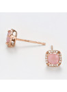 Boucles d'oreilles "Popi Coussin Quartz Rose" Or et Diamants