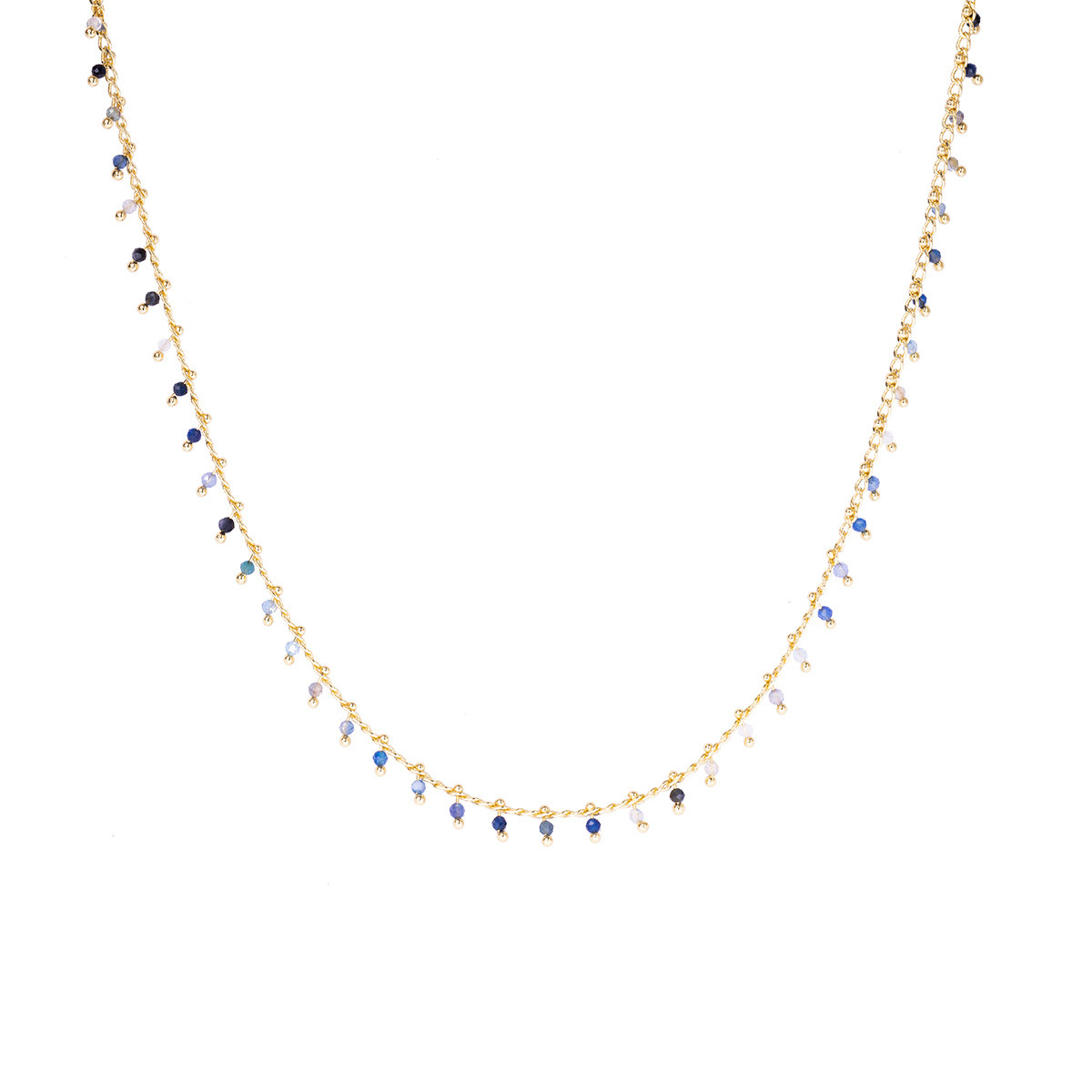 Collier "Linn" Agate mixte bleue Collier "Invariable" Agate mixte bleue Laiton doré