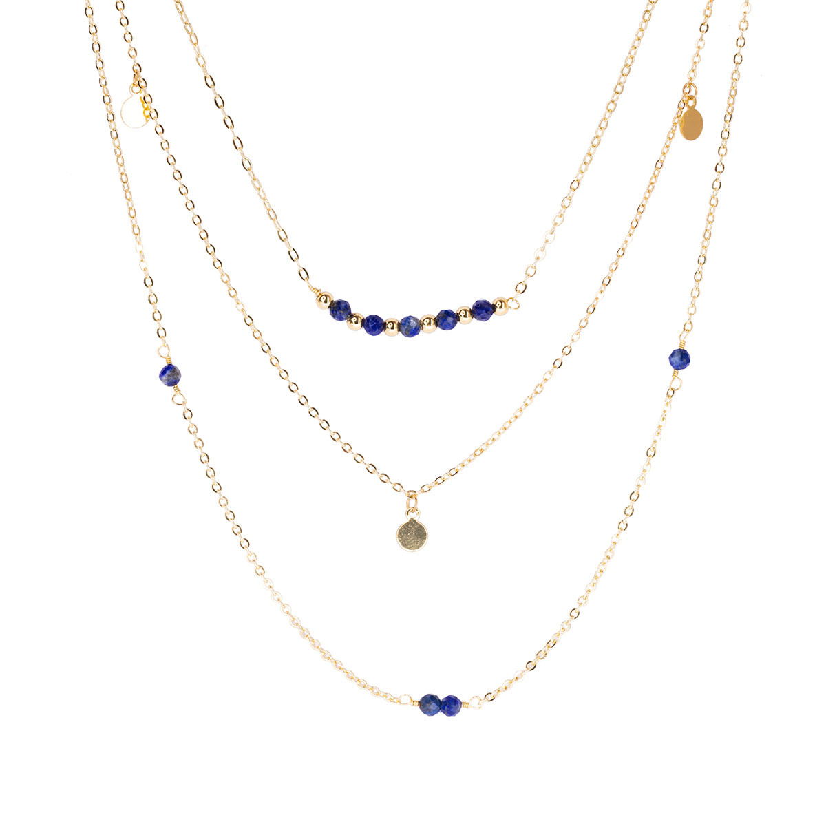 Collier lapis bleu Collier "Infinitia" Lapis Lazuli-lazuli Laiton doré