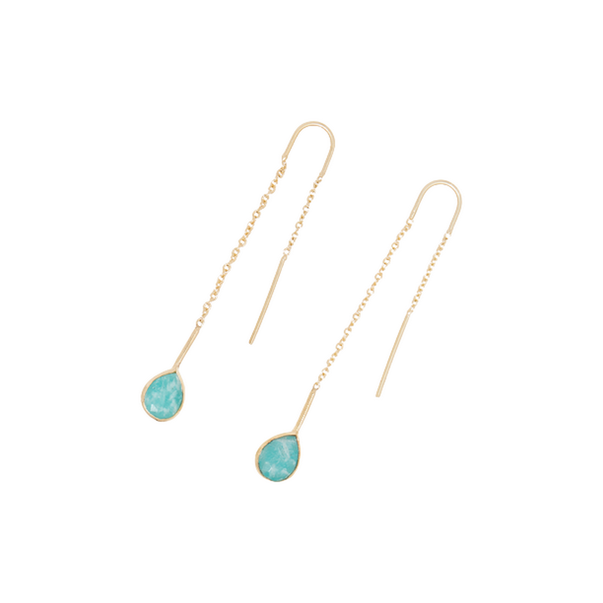 Boucles d'oreilles 'Joplin' Amazonite verte Boucles d'oreilles Amazonite verte Laiton doré"Pyrite"