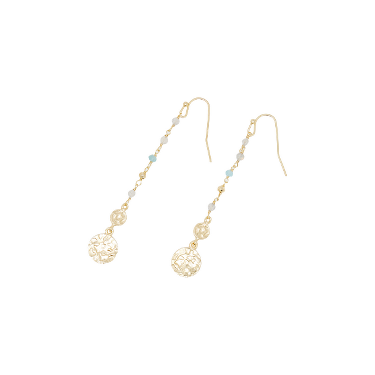 Boucles d'oreilles "Stellaria" Labradorite, Apatite, Pyrite Laiton doré