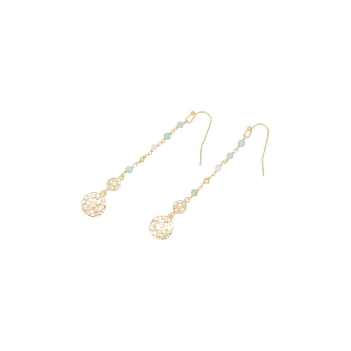 Boucles d'oreilles "Sublimeuse" Aventurine verte, Quartz Rose, Pyrite Laiton doré