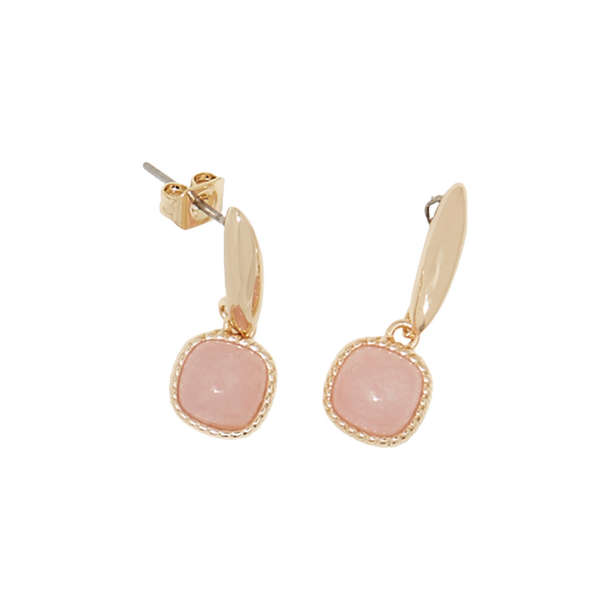 Boucles d'oreilles "Quartzine", rose quartz Laiton doré