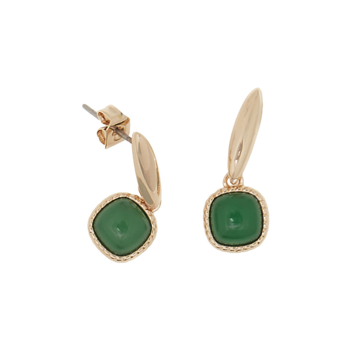 Boucles d'oreilles "Phybie", agate verte Boucles d'oreilles "Polarisée", agate verte Laiton doré