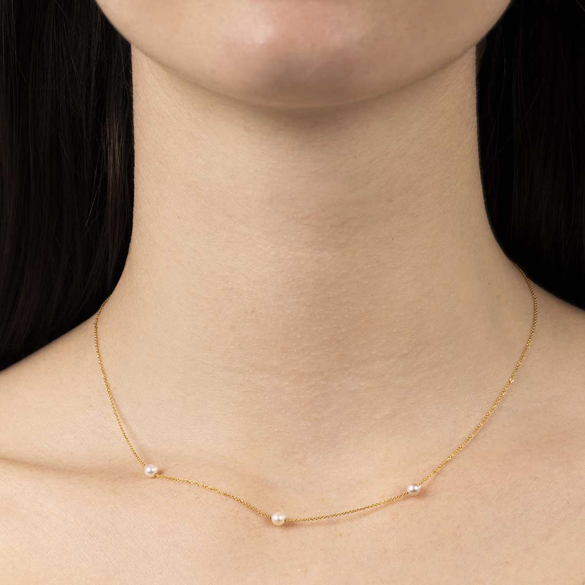 Collier Or jaune 375/1000 et perles Collier "Scintillement" Or jaune
