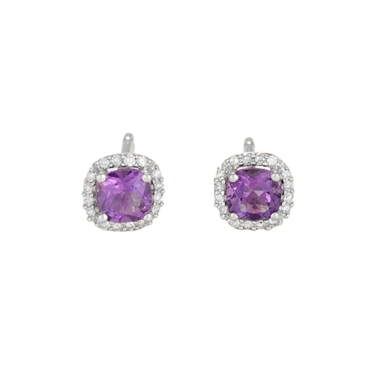 Boucles d'oreilles "Popi Coussin Amethyste" Or et Diamants Boucles d'oreilles "Popi Coussin Amethyste" Or et Diamants