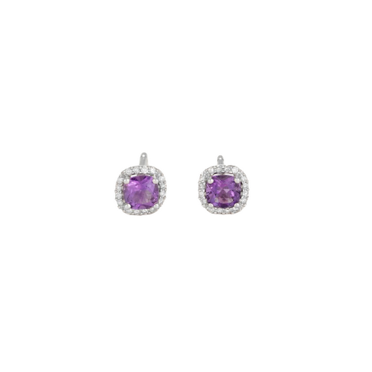 Boucles d'oreilles "Popi Coussin Amethyste" Or et Diamants Boucles d'oreilles "Popi Coussin Amethyste" Or et Diamants