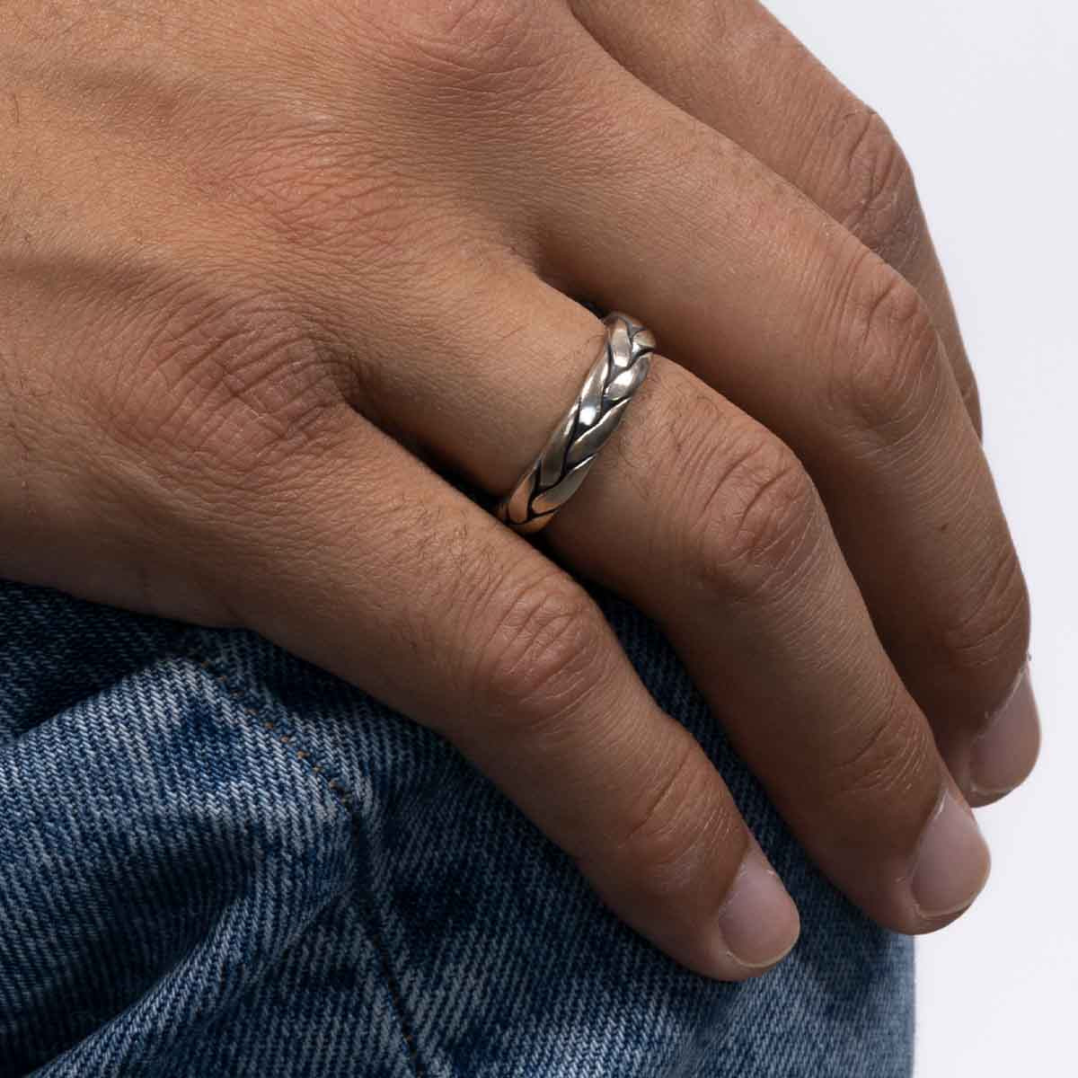 Bague ajustable Homme Argent "Seo"