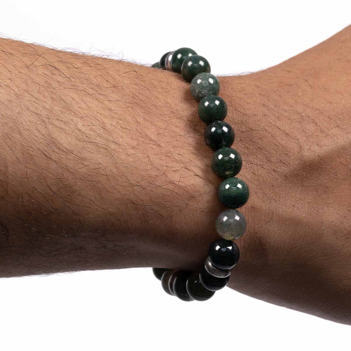Bracelet Homme en perles de pierre et détail bouddha Bracelet Homme Bouddha Vert"Valenor" Taille M