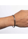 Bracelet jonc Homme ALBAN en Argent massif 925 et Zirconium Noirs